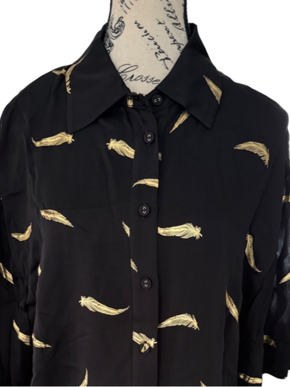 Cynthia Rowley Light As A Feather Camp Shirt Black NWT Size M - Picture 4 of 6